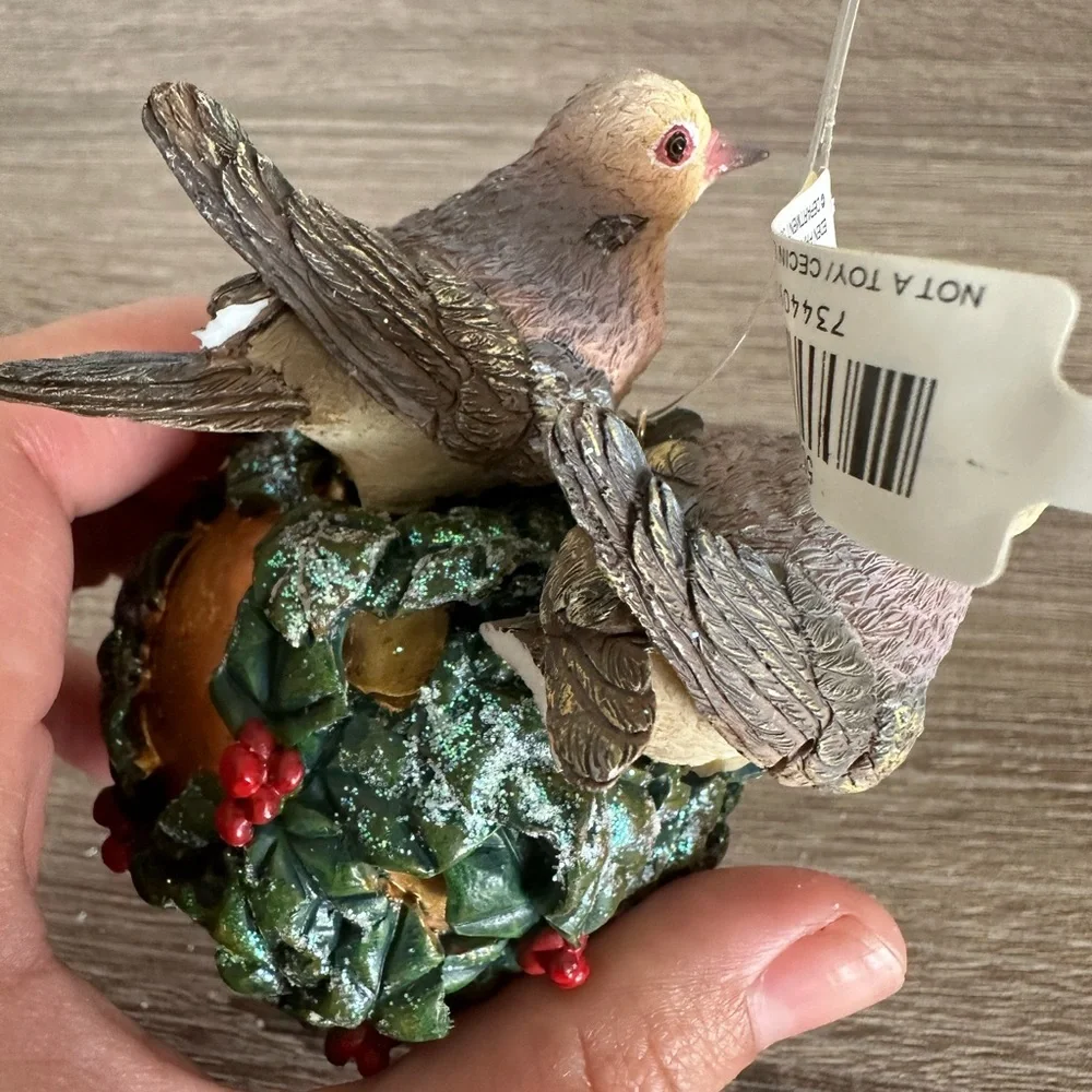 Decorative Bird Ornament with Green and Gold Accents